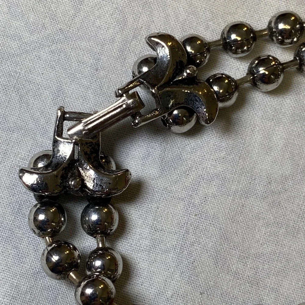 Vintage Southwestern Squash Blossom Style Necklace Turquoise Look Silver Tone‎